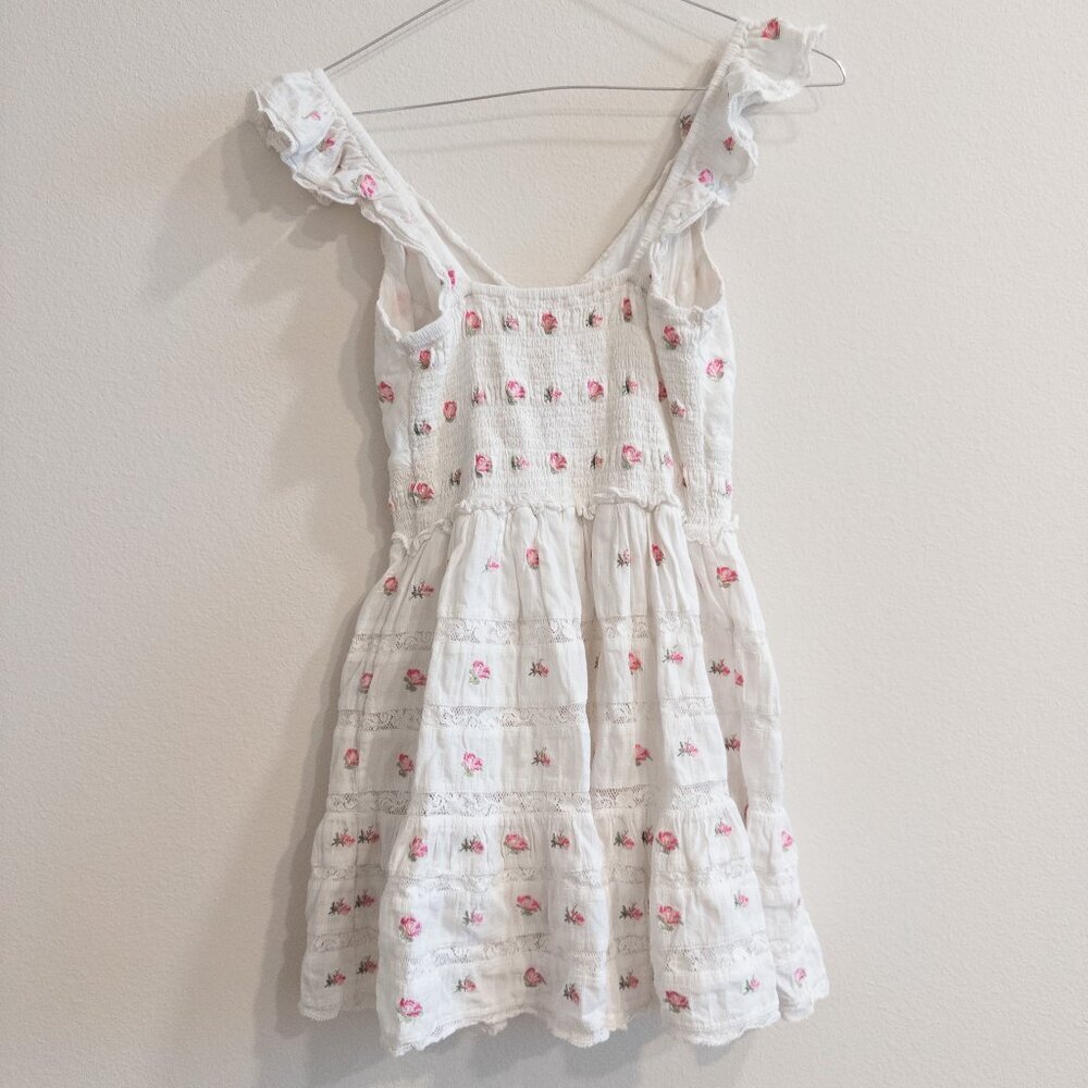 LoveShackFancy Finny Dress Embroidered Floral White Mini Dress, Size Small - Picture 8 of 10